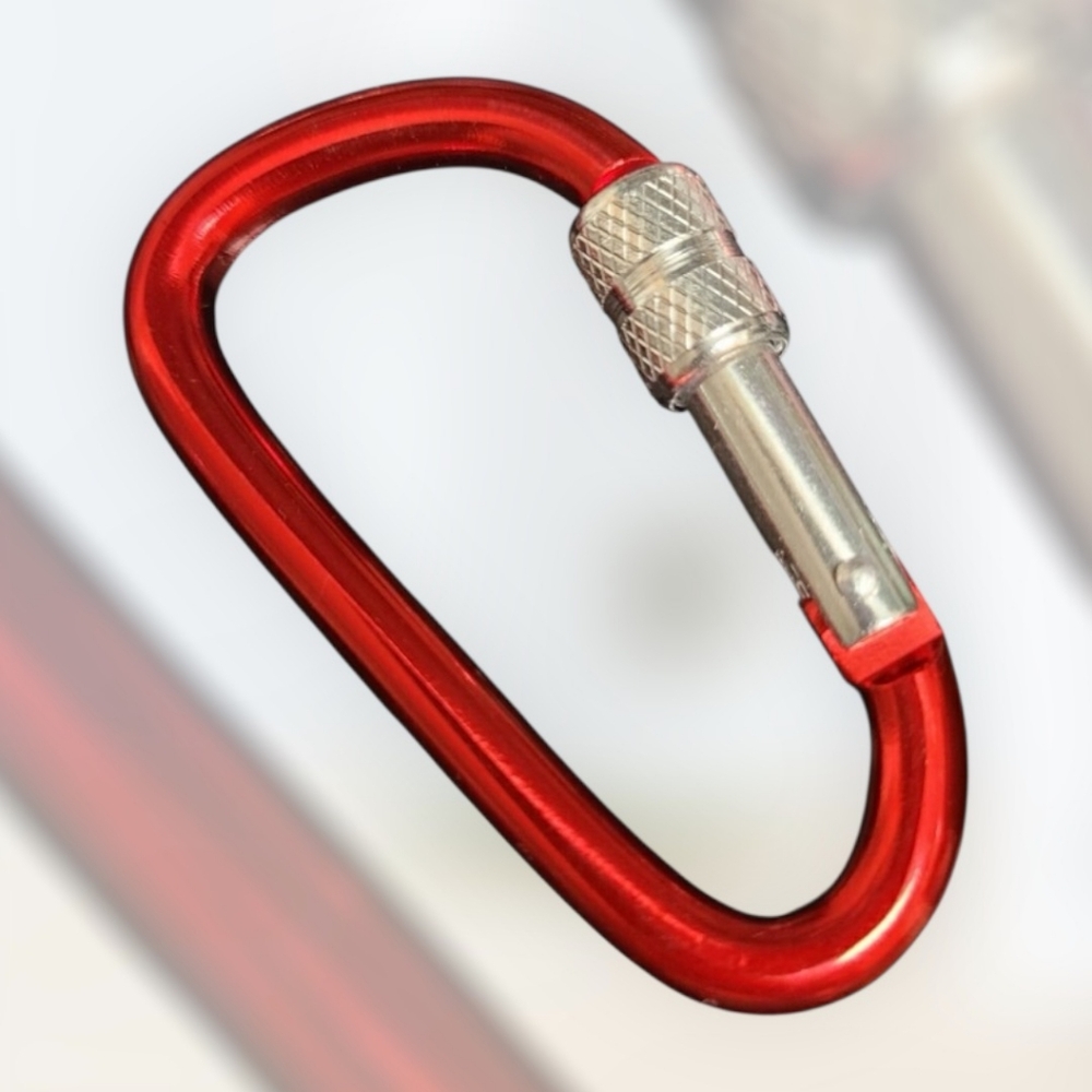 Locking Carabiner Clip D-Ring Spring Hook Keyring Red NEW Premium